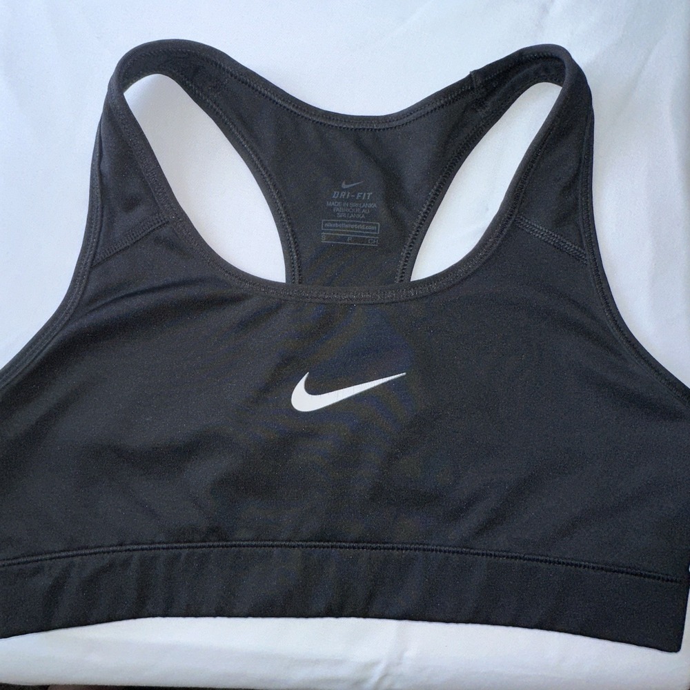 Nike Bra Womens Small Black Sports Bra Dri-Fit Medium Support Athletic Ladies